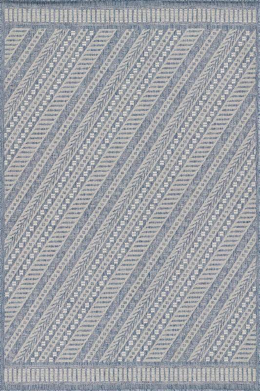 Hampton 3 Blue Moroccan Stripe Rug