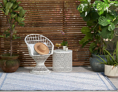 Hampton 3 Blue Moroccan Stripe Rug