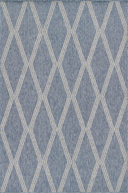 Hampton 5 Blue Moroccan Diamond Rug
