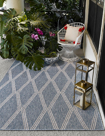 Hampton 5 Blue Moroccan Diamond Rug