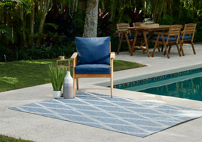 Hampton 5 Blue Moroccan Diamond Rug