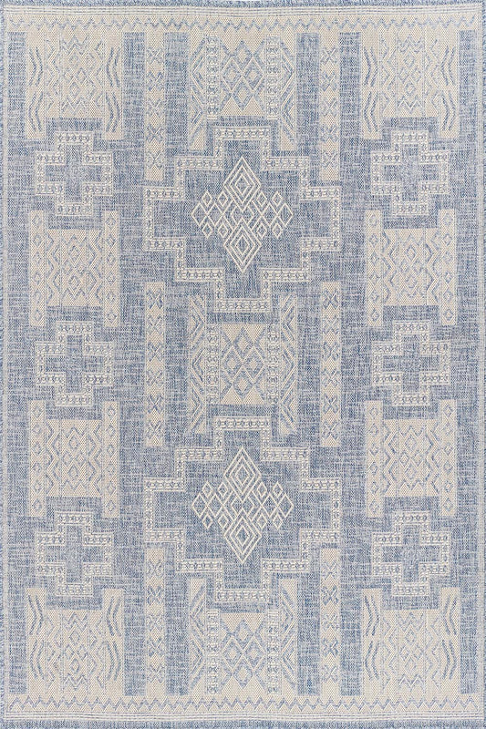 Hampton 10 Blue Moroccan Zigzag Rug