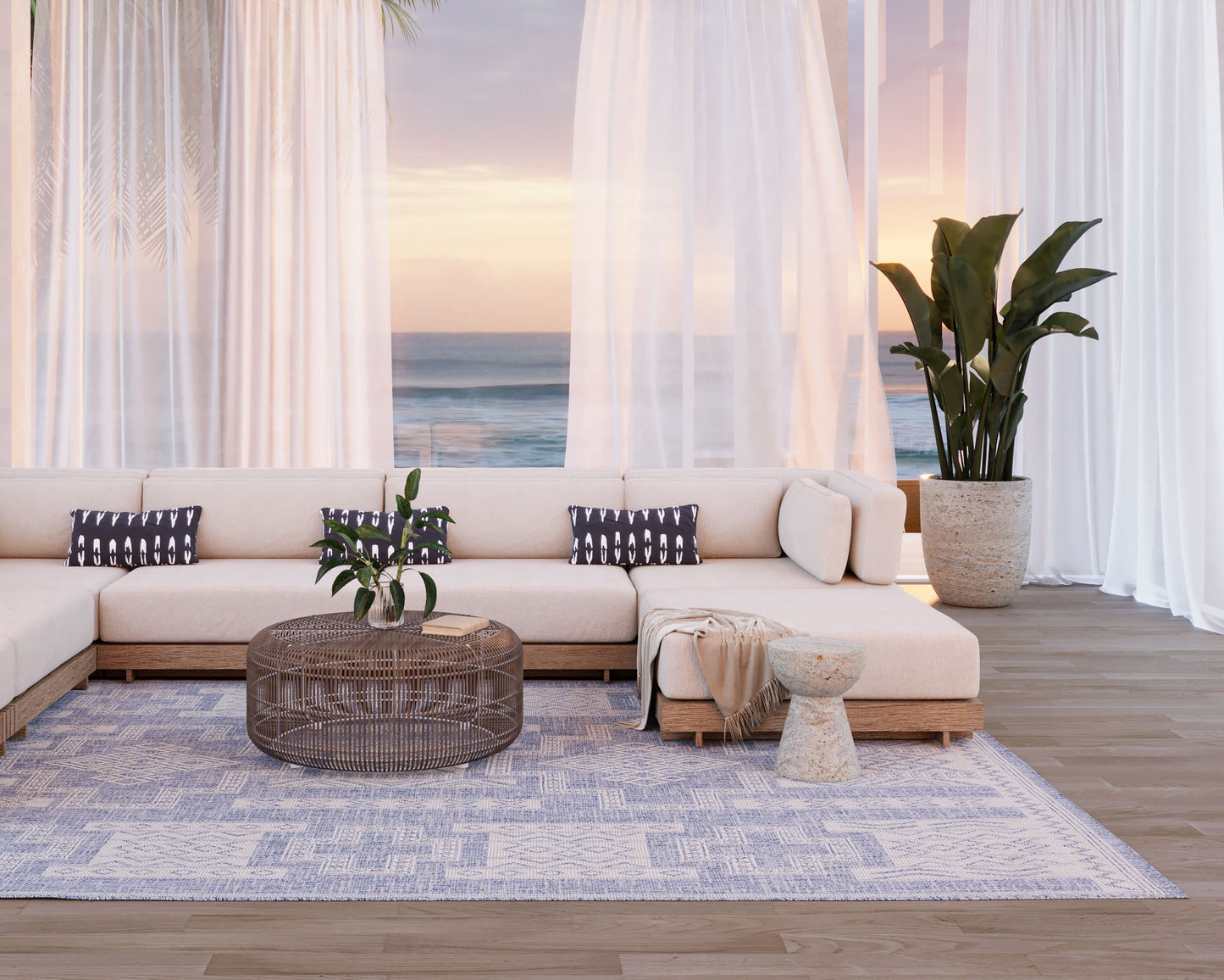 Hampton 10 Blue Moroccan Zigzag Rug