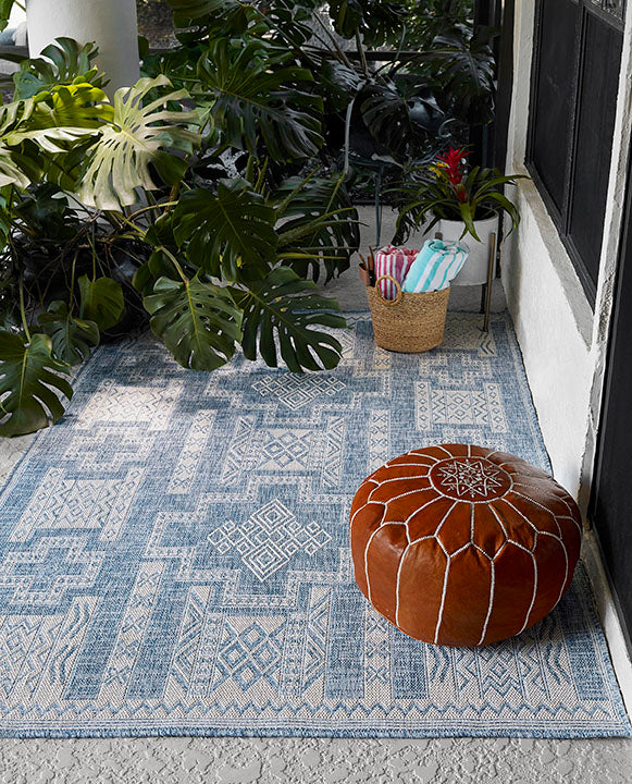 Hampton 10 Blue Moroccan Zigzag Rug