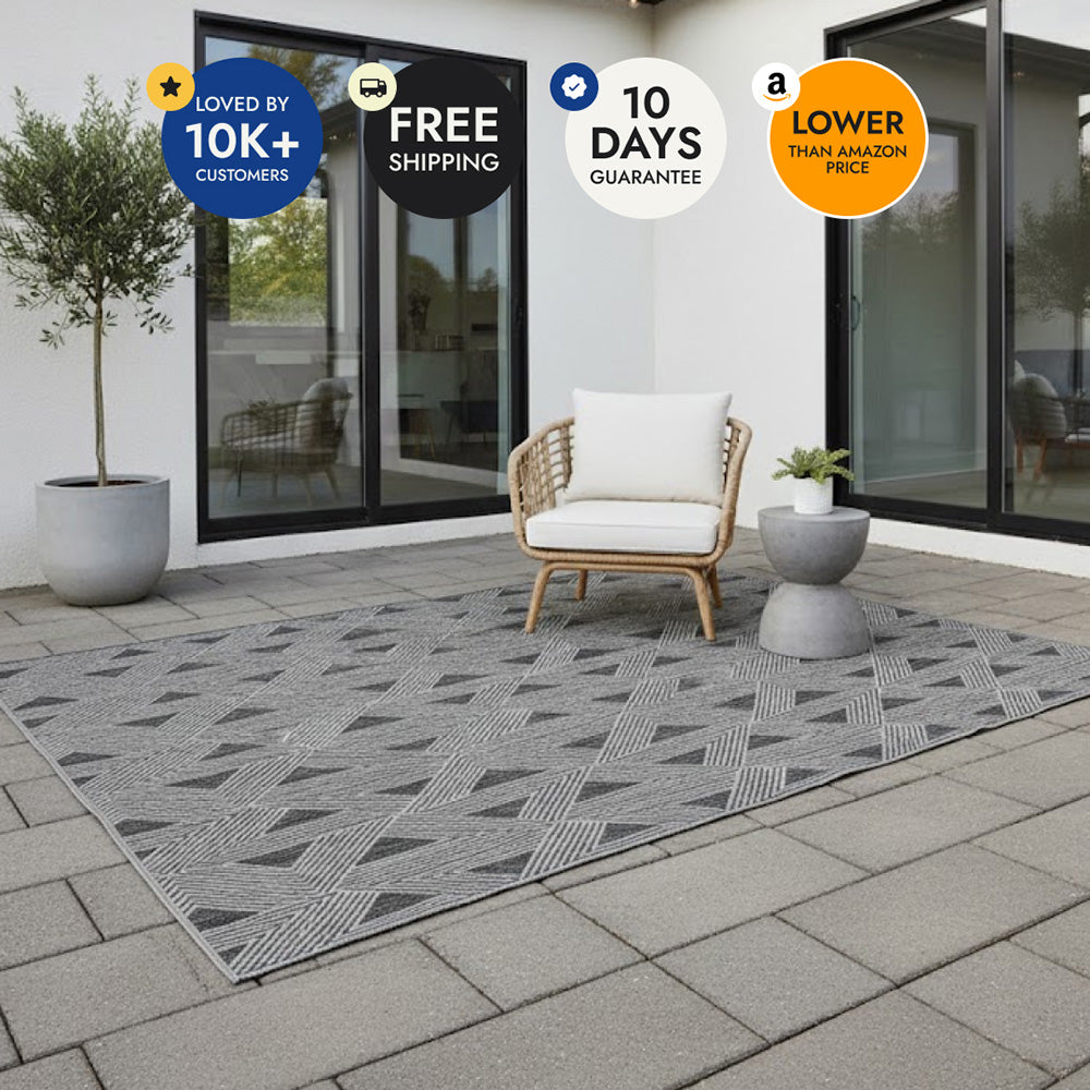Villa Outdoor Rug Como Charcoal - Hose-Washable & Stain-Resistant