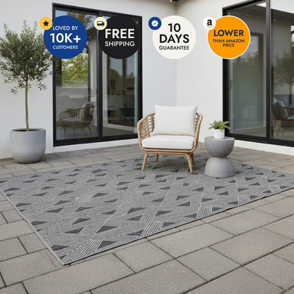 Villa Outdoor Rug Como Charcoal - Hose-Washable & Stain-Resistant