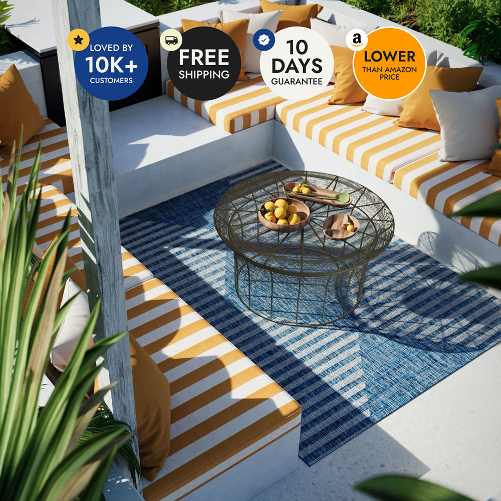 Villa Outdoor Rug Cavallo Blue - Hose-Washable