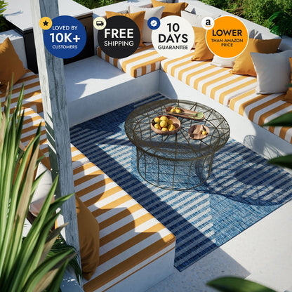 Villa Outdoor Rug Cavallo Blue - Hose-Washable