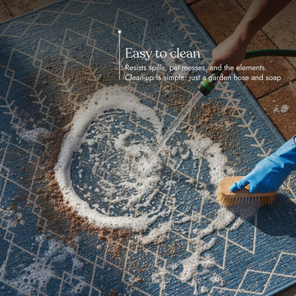 Villa Outdoor Rug Monaco Blue - Hose-Washable