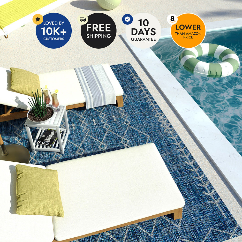 Villa Outdoor Rug Monaco Blue - Hose-Washable