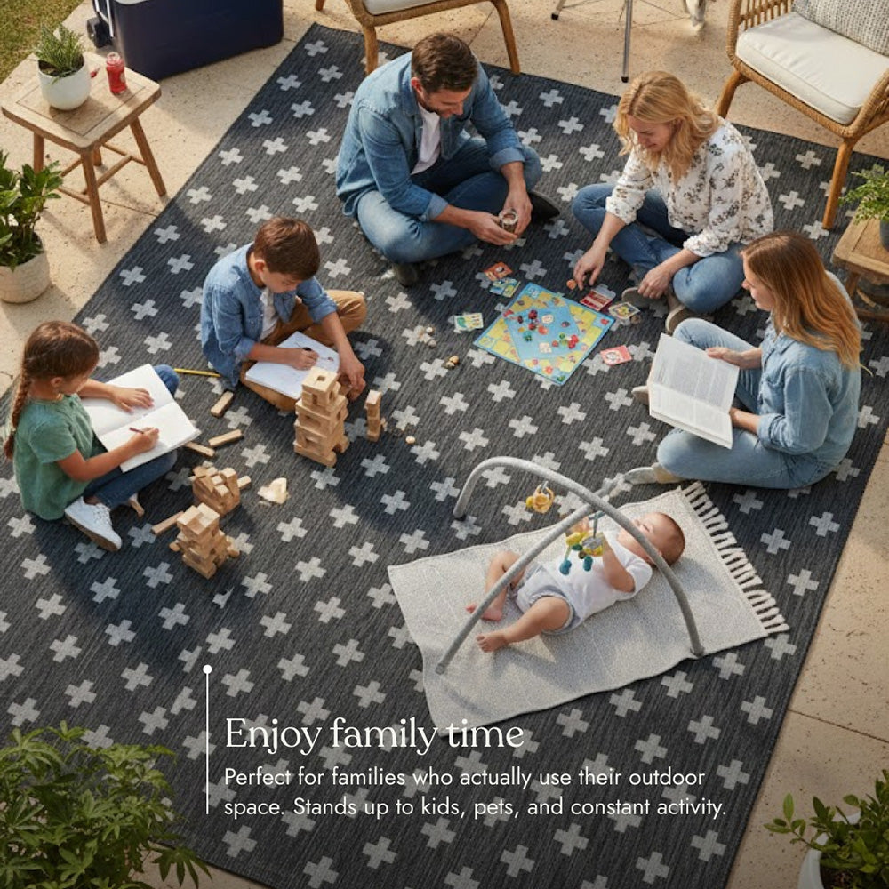 Villa Outdoor Rug Umbria Charcoal - Hose-Washable