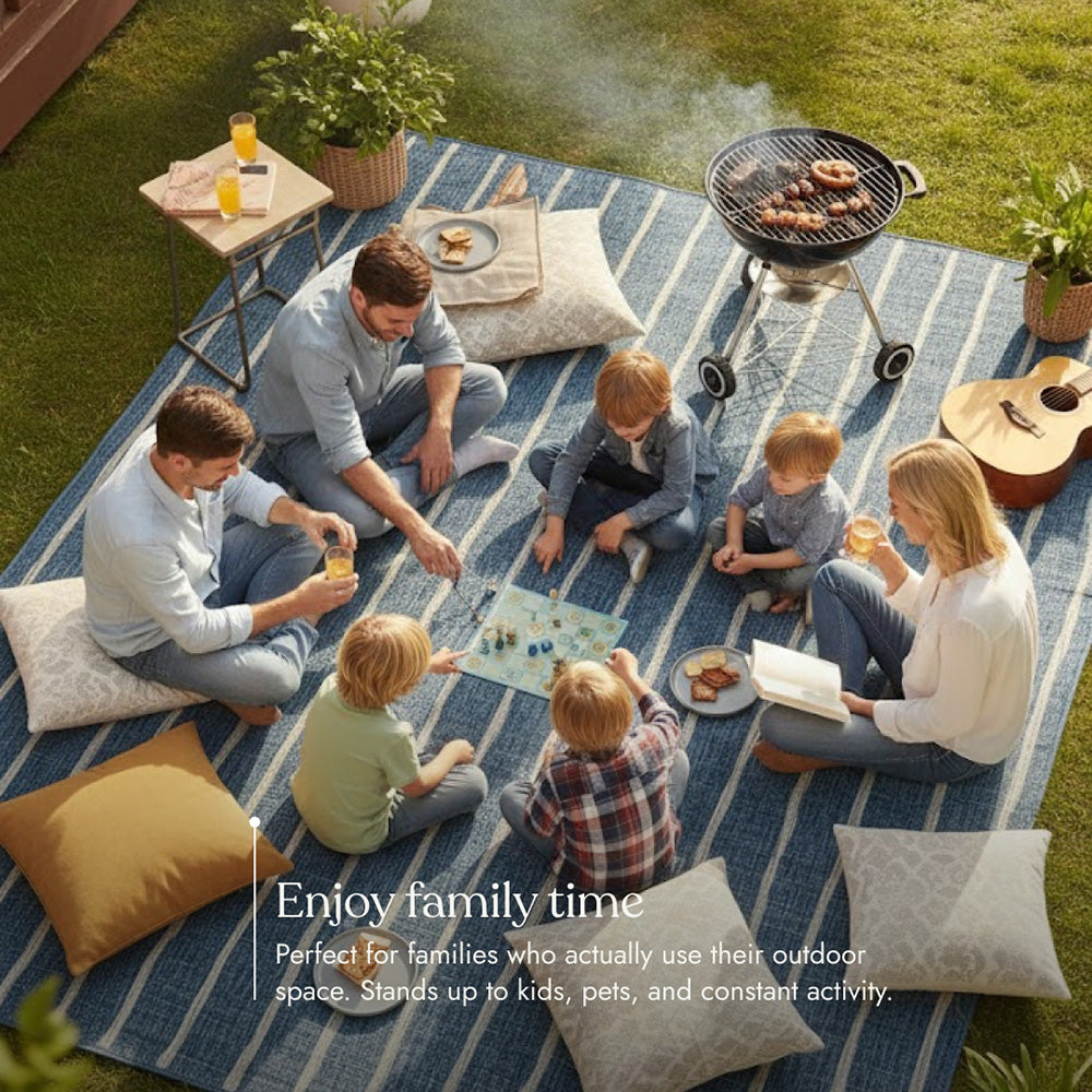 Villa Outdoor Rug Sicily Blue - Hose-Washable