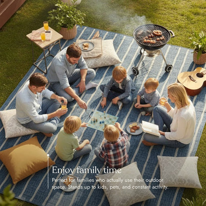 Villa Outdoor Rug Sicily Blue - Hose-Washable