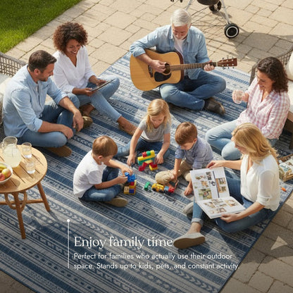 Villa Outdoor Rug Tuscany Blue - Hose-Washable & Stain-Resistant