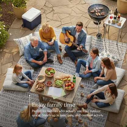 Villa Outdoor Rug Emilia Grey - Hose-Washable & Stain-Resistant
