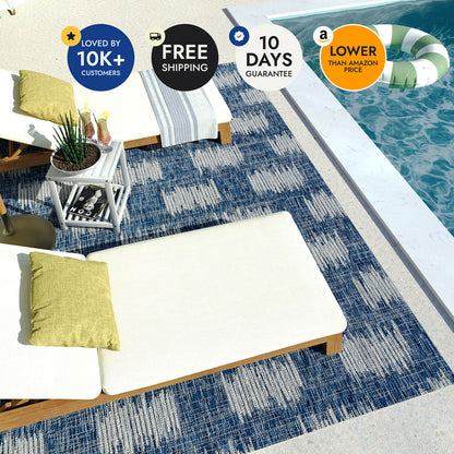 Villa Outdoor Rug Turin Blue - Hose-Washable