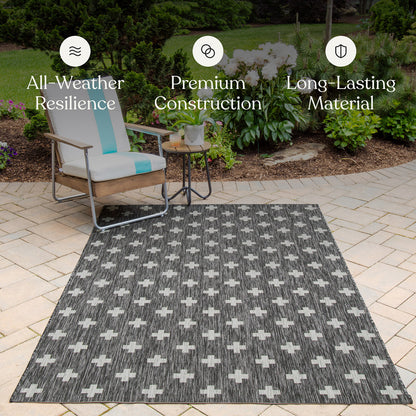 Villa Outdoor Rug Umbria Charcoal - Hose-Washable