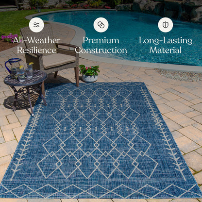 Villa Outdoor Rug Monaco Blue - Hose-Washable