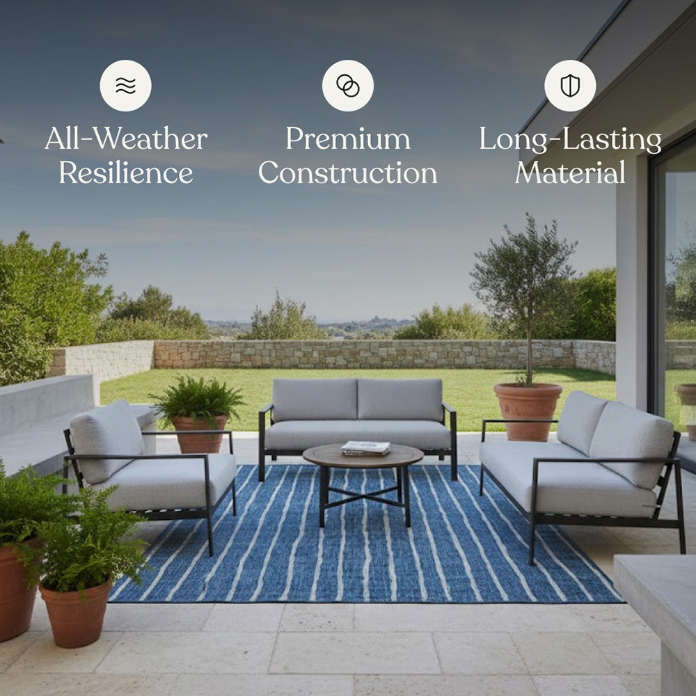 Villa Outdoor Rug Sicily Blue - Hose-Washable