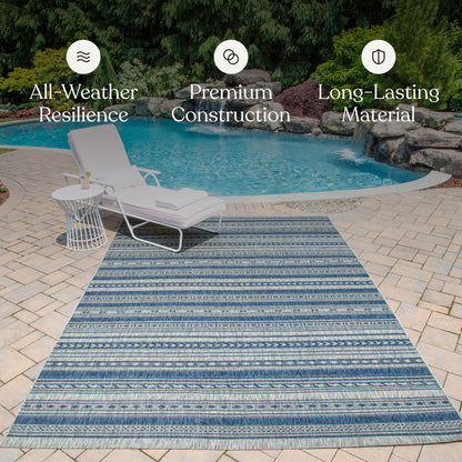 Villa Outdoor Rug Tuscany Blue - Hose-Washable & Stain-Resistant