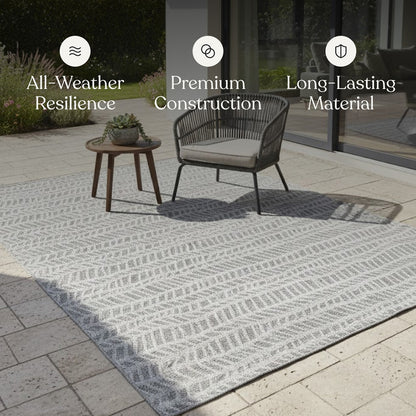 Villa Outdoor Rug Emilia Grey - Hose-Washable & Stain-Resistant