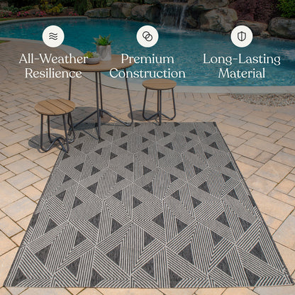 Villa Outdoor Rug Como Charcoal - Hose-Washable & Stain-Resistant