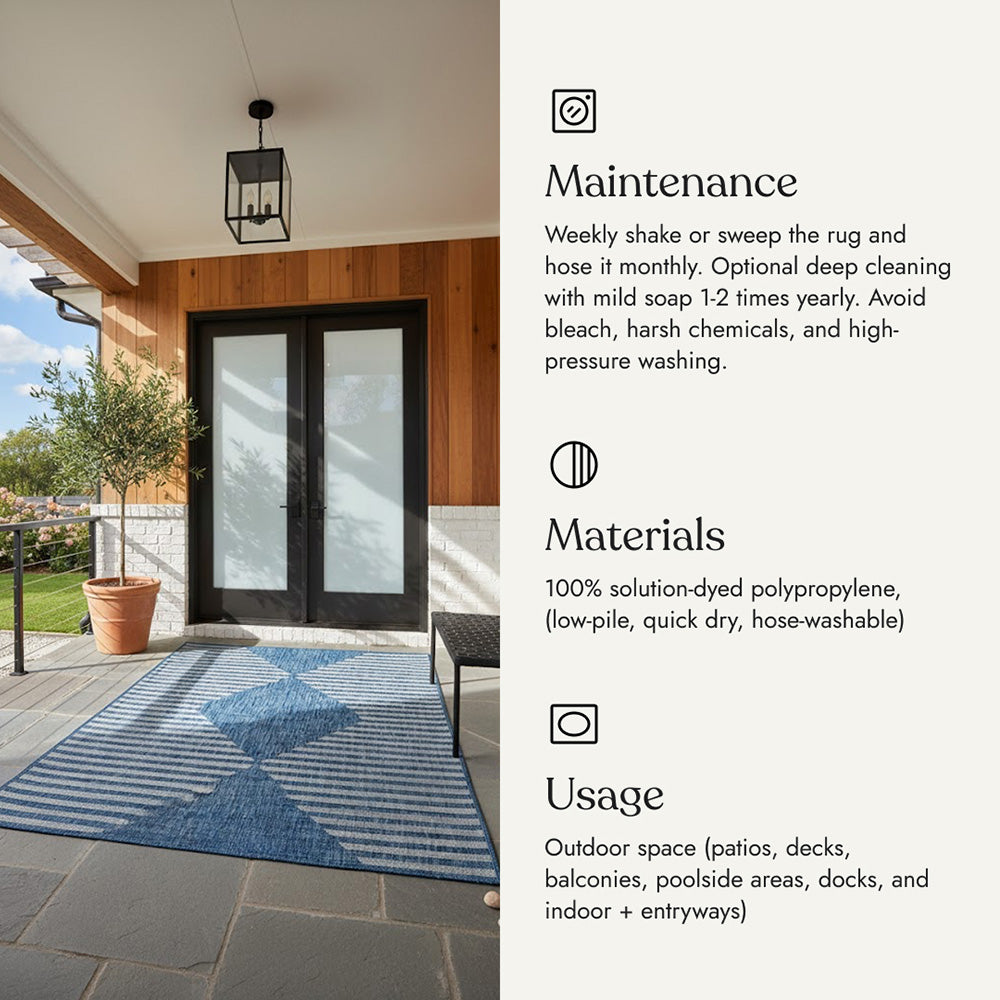 Villa Outdoor Rug Cavallo Blue - Hose-Washable