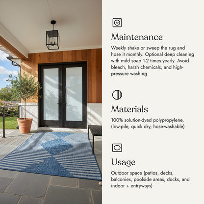 Villa Outdoor Rug Cavallo Blue - Hose-Washable