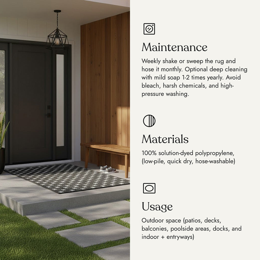 Villa Outdoor Rug Umbria Charcoal - Hose-Washable