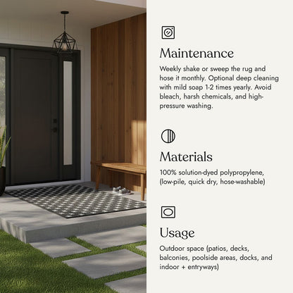Villa Outdoor Rug Umbria Charcoal - Hose-Washable