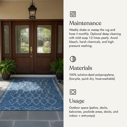 Villa Outdoor Rug Monaco Blue - Hose-Washable