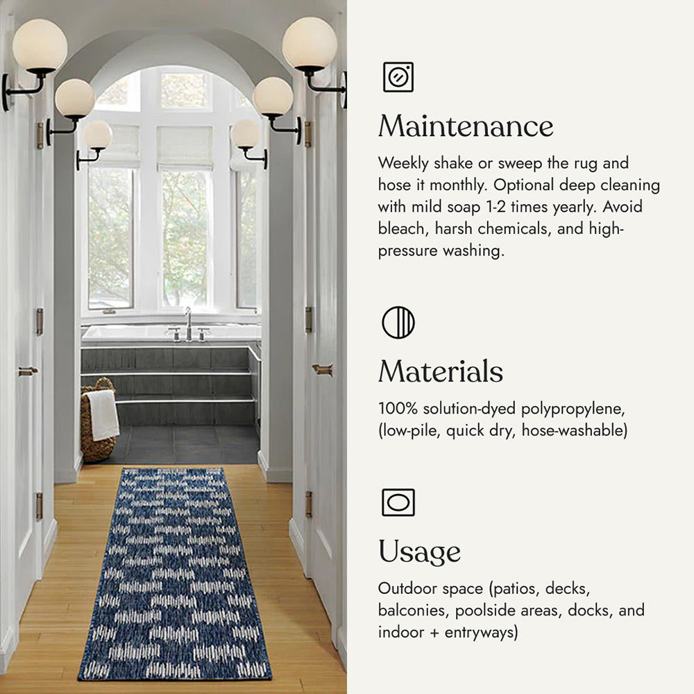 Villa Outdoor Rug Turin Blue - Hose-Washable