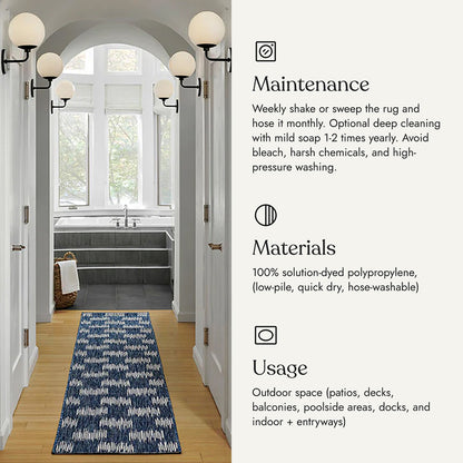 Villa Outdoor Rug Turin Blue - Hose-Washable