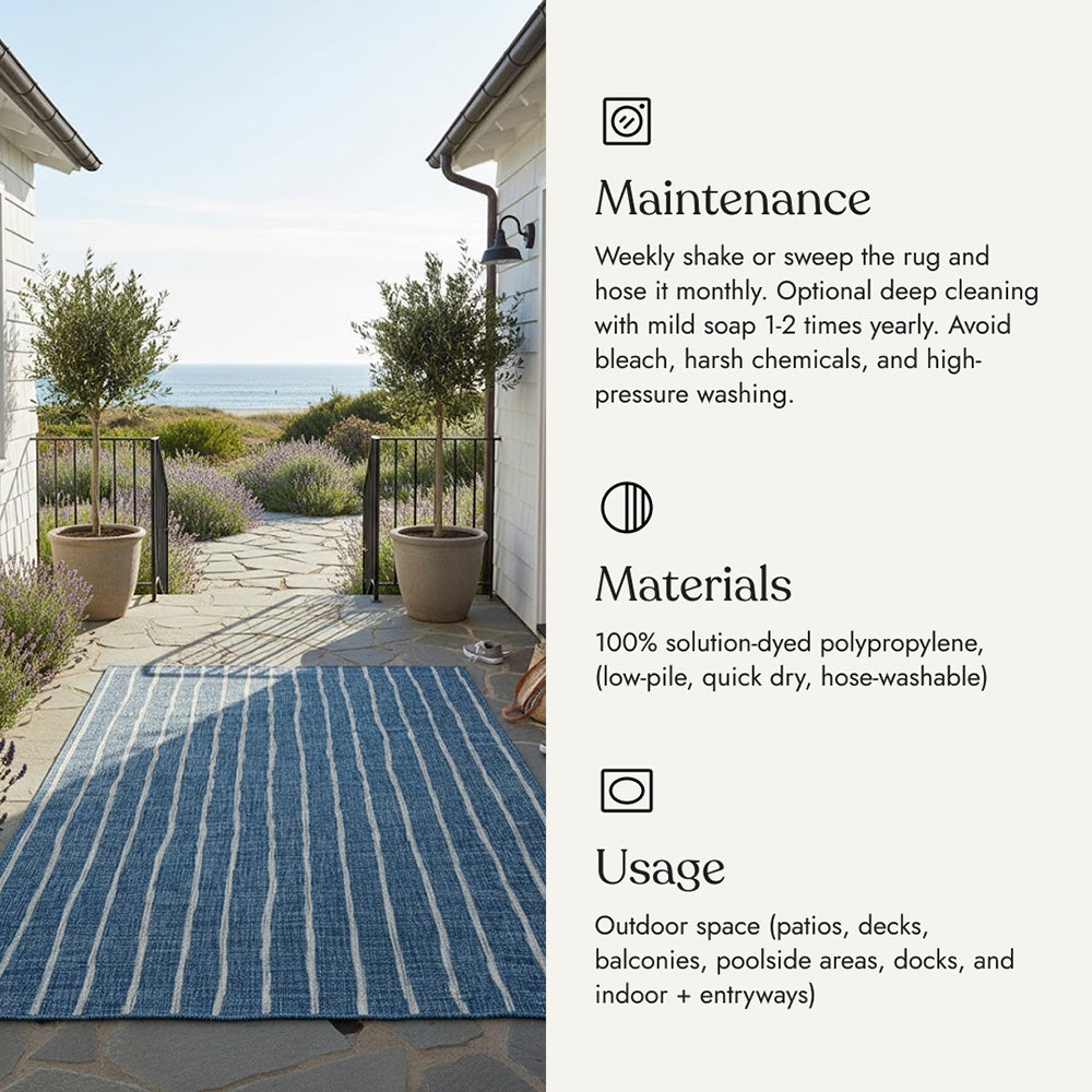 Villa Outdoor Rug Sicily Blue - Hose-Washable