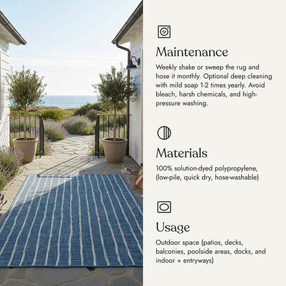 Villa Outdoor Rug Sicily Blue - Hose-Washable