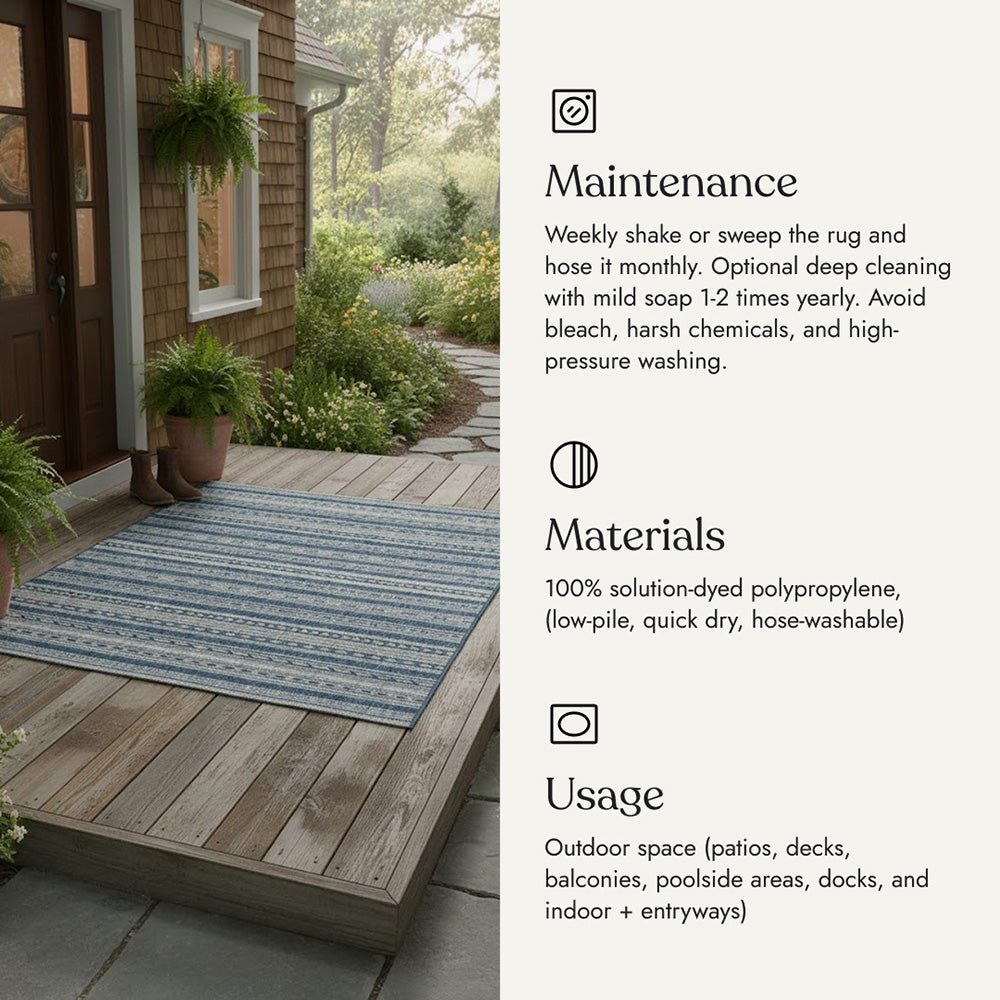 Villa Outdoor Rug Tuscany Blue - Hose-Washable & Stain-Resistant