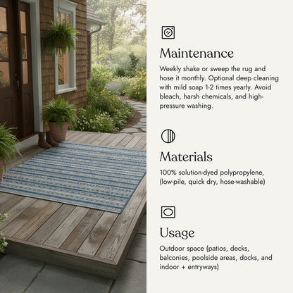 Villa Outdoor Rug Tuscany Blue - Hose-Washable & Stain-Resistant