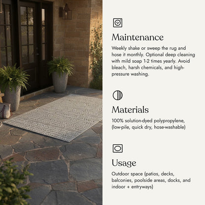 Villa Outdoor Rug Emilia Grey - Hose-Washable & Stain-Resistant