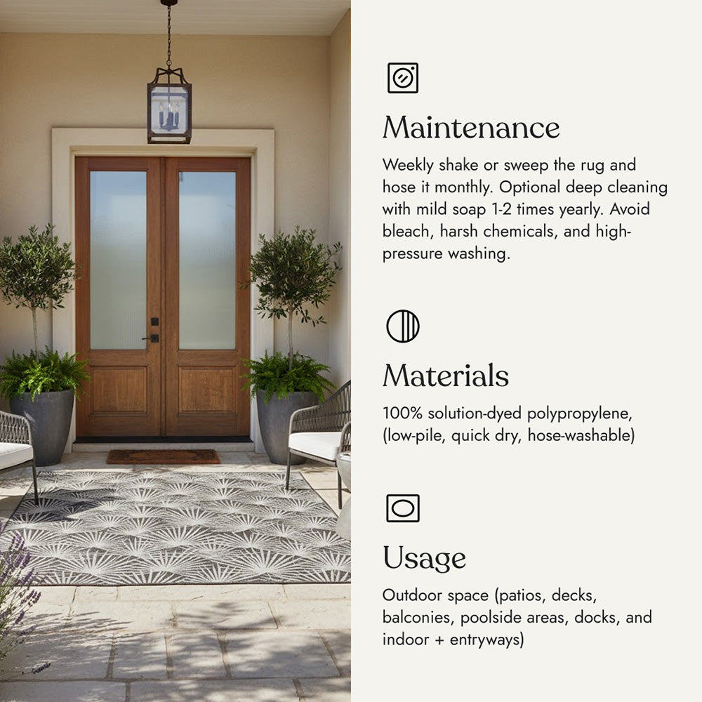 Villa Outdoor Rug Sorrento Charcoal - Hose-Washable