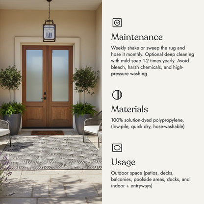Villa Outdoor Rug Sorrento Charcoal - Hose-Washable