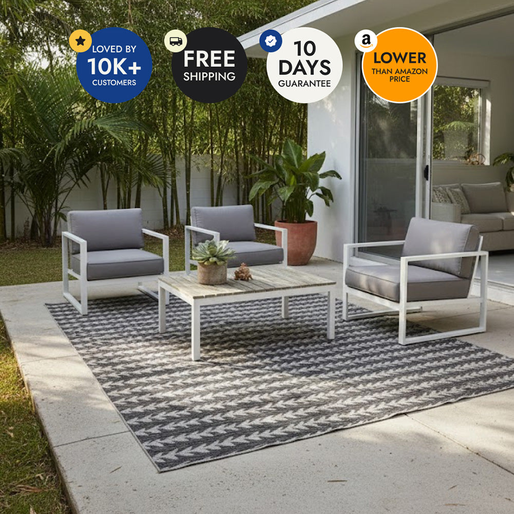 Villa Outdoor Rug Amalfi Charcoal - Hose-Washable & Stain-Resistant