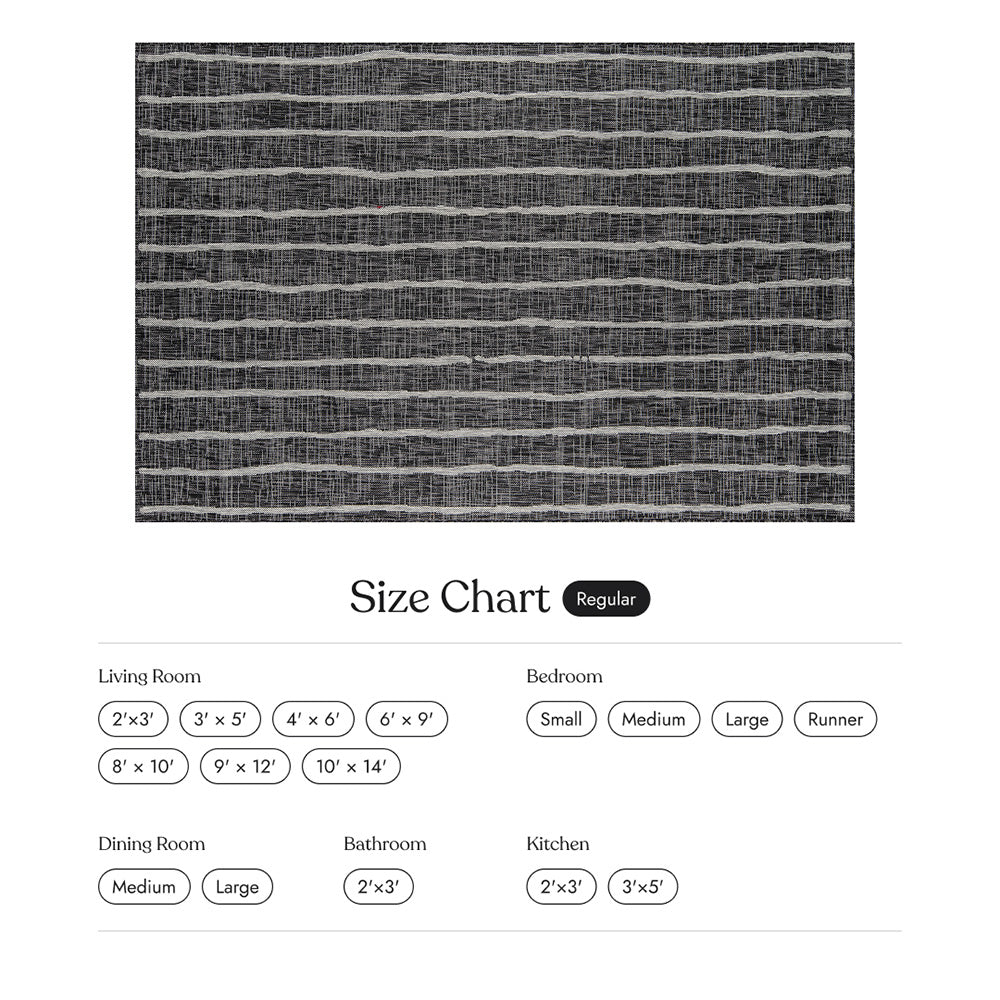 Villa Outdoor Rug Sicily Charcoal - Hose-Washable & Stain-Resistant