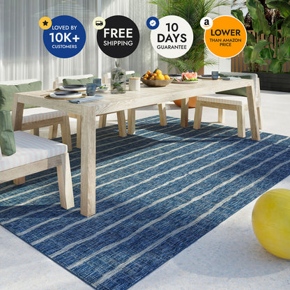 Villa Outdoor Rug Sicily Blue - Hose-Washable
