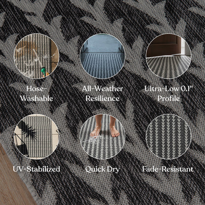 Villa Outdoor Rug Amalfi Charcoal - Hose-Washable & Stain-Resistant