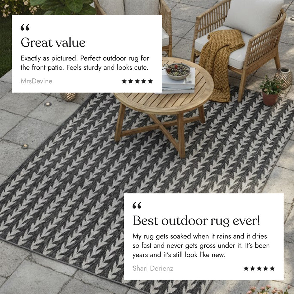 Villa Outdoor Rug Amalfi Charcoal - Hose-Washable & Stain-Resistant