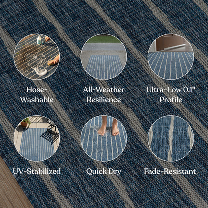 Villa Outdoor Rug Sicily Blue - Hose-Washable