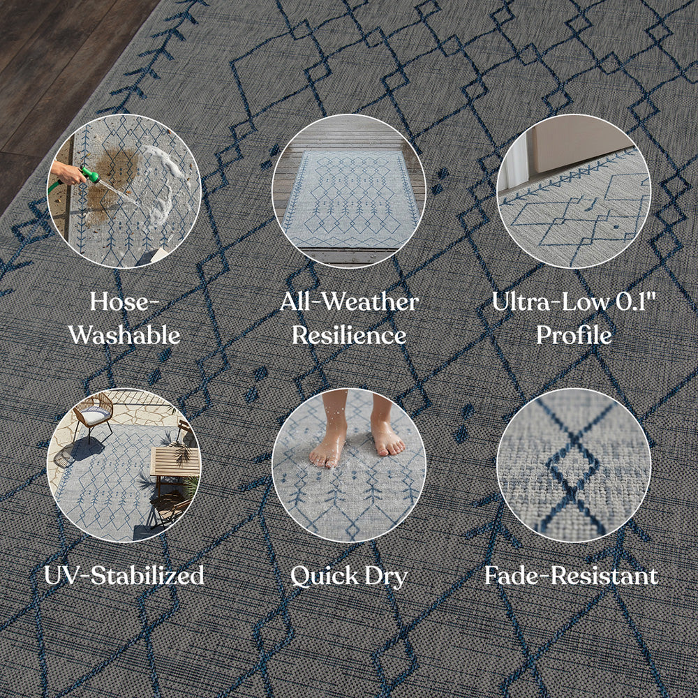 Villa Outdoor Rug Monaco Grey - Hose-Washable
