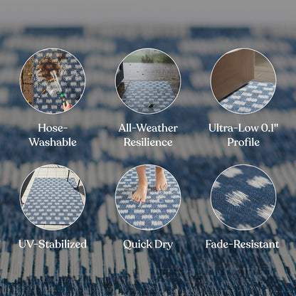 Villa Outdoor Rug Turin Blue - Hose-Washable