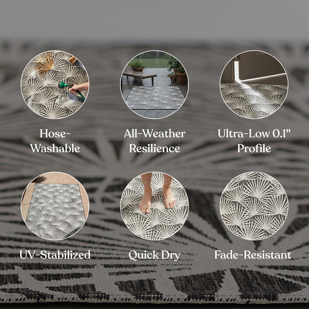 Villa Outdoor Rug Sorrento Charcoal - Hose-Washable