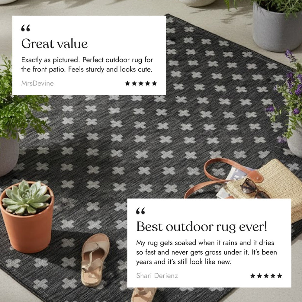 Villa Outdoor Rug Umbria Charcoal - Hose-Washable